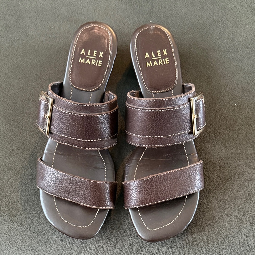 Alex Marie Dark Brown Slide Sandals